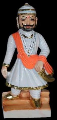 Polished Marble Painted Shivaji Statue, Size : 2 Feet