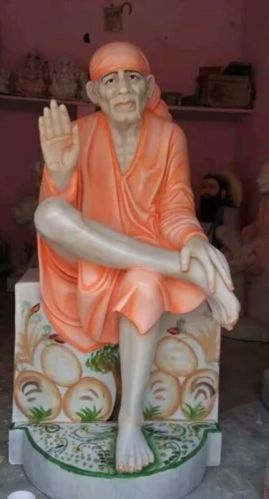 Marble Sai Baba Statue, For Worship, Temple, Interior Decor, Office, Home, Gifting, Garden, Pattern : Printed