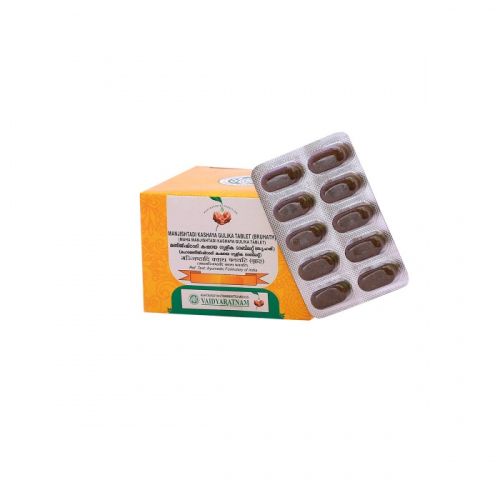 Vaidyaratnam Bruhat Manjishtadi Kashaya Gulika Tablets, Packaging Type : Blister Pack