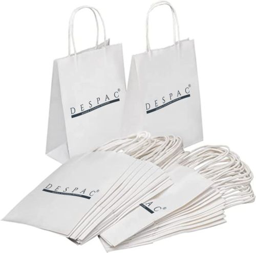 White Printed Twisted Handle Paper Carry Bag