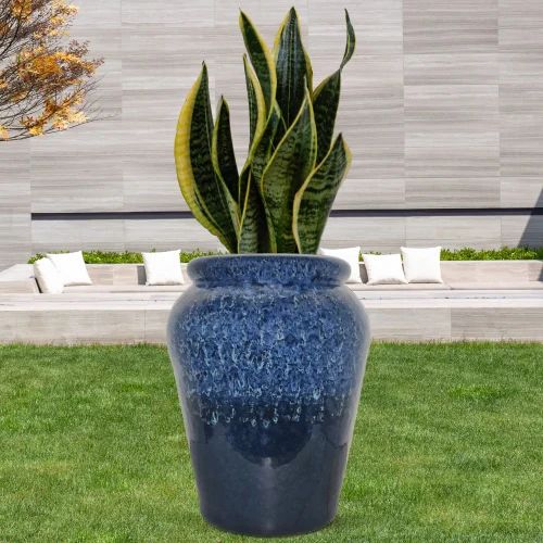 Printed Blue Pottery Planters, For Home Decor, Hotel Decor, Restaurant Decor