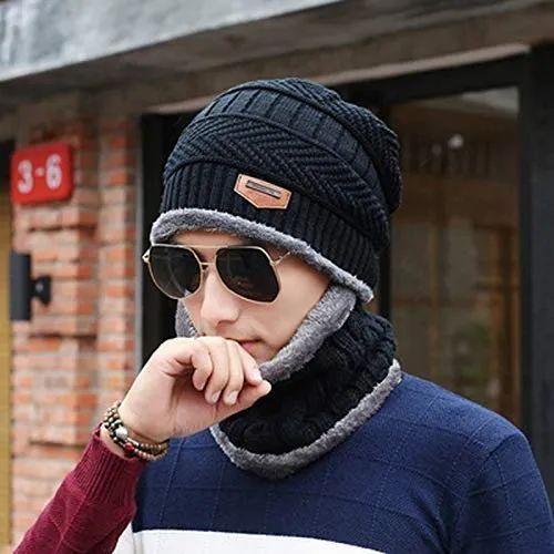 Woolen Beanie Hat Neck Warmer Cap, Size : Standard