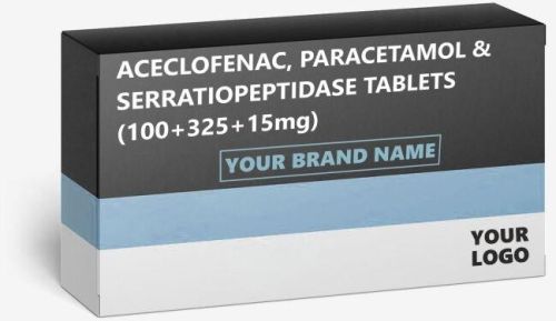 Aceclofenac Serratiopeptidase and Paracetamol Tablet, Packaging Type : Strips