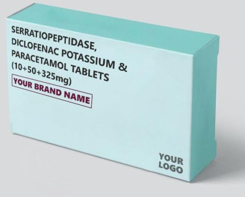 Serratiopeptidase, Diclofenac Potassium & Paracetamol Tablet, Packaging Type : Strips