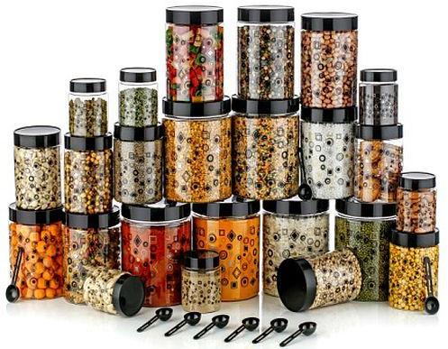24 Piece Big Printed PET Jar Set