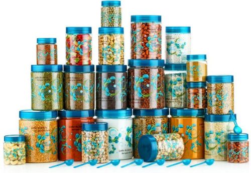 24 Piece Small Flower Printed PET Jar Set