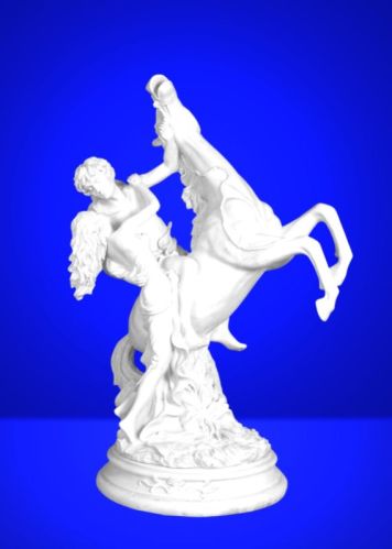 Marble Couple On Horse Statue, For Interior Decor, Office, Home, Garden, Religious Purpose, Size In Feet : 2 Feet