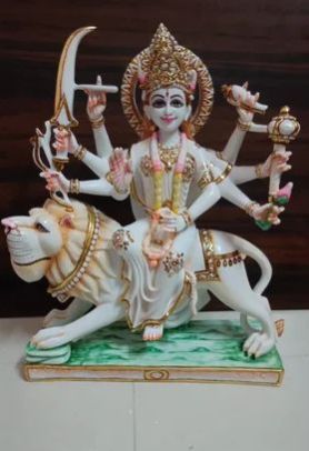 Painted 18 Inch Marble Durga Maa Statue, Color : White