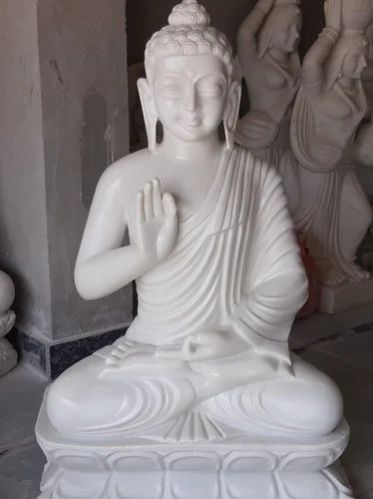 Marble Sitting Gautam Buddha Statue, Color : White