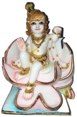 White Marble Laddu Gopal Statue, For Worship, Temple, Pattern : Painted