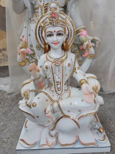 24 Inch Marble Goddess Laxmi Statue, Color : White for Worship, Temple