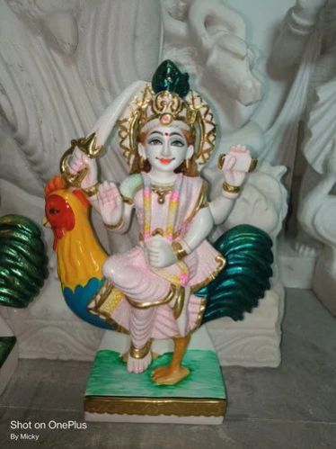 White Polished Marble Murgan Devi Statue, For Shiny, Dust Resistance, Size : 1 Feet