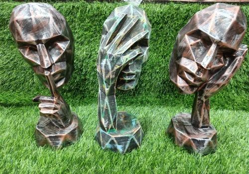 Polished Polyresin Men Face Statue, For Dust Resistance, Shiny, Color : Grey