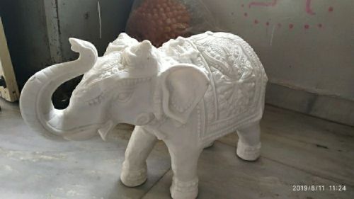 Polished White Marble Elephant Sculpture, For Home, Size : 18 Inch