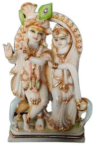 White Marble Radha Krishna Statue, Size : 15inch