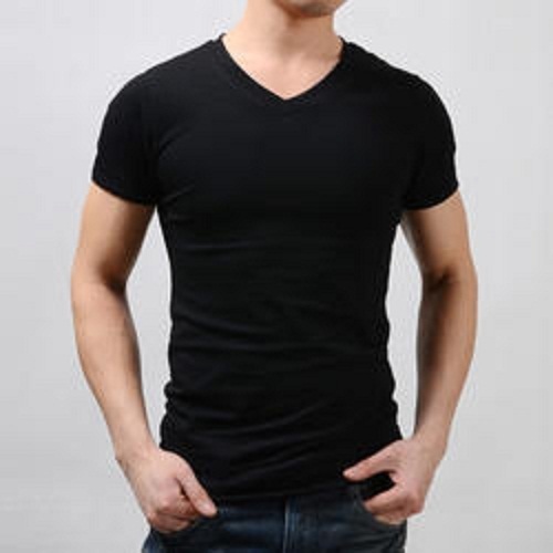 Multicolor Half Sleeves Cotton Mens V Neck T-Shirt, Size : L, XL, XXL