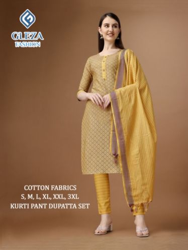GLEZA FASHION Plain Kpd 302 Cotton Suit, Size : M, XL, XXL