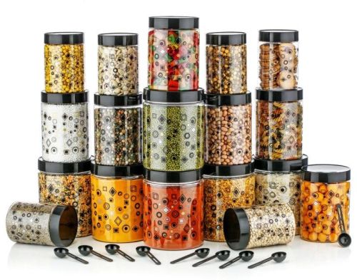 Transparent Round 18 Pcs Exclusive Plastic Container Set, For Food Storage, Size : Standard