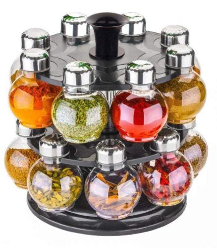 360 Degree Revolving Round Spice Rack (16 Pcs)