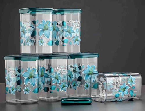 Multi Color Rectangular Plastic Printed Airtight Container Set, For Food Storage