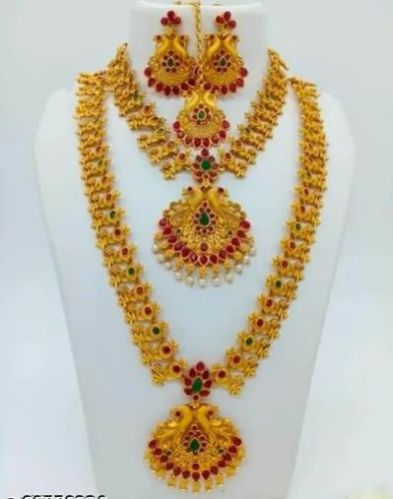 Peacock Design Semi-Bridal Combo Jewellery Set, Gender : Female