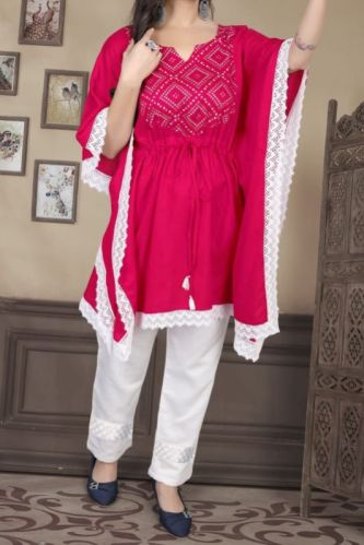 Printed Cotton Ladies Kaftan Kurti, Sleeve Type : Half Sleeve