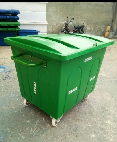 Green Square.Rectangular Plastic Garbage Bin, For Outdoor Trash, Size : All Sizes