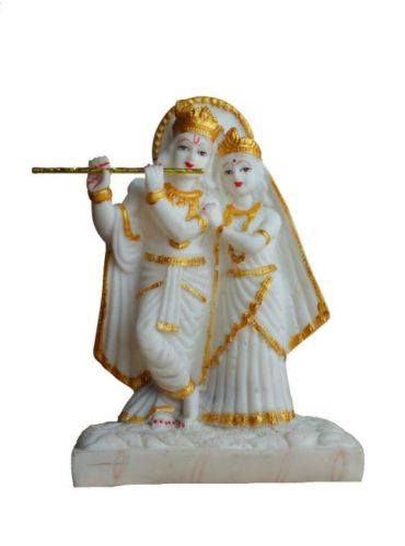 White Marble Radha Krishna Statue, For Office, Home, Size : 9 Inch