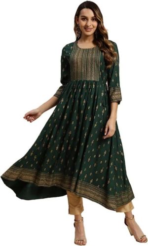 Printed Ladies Rayon Kurti, Technics : Machine Made