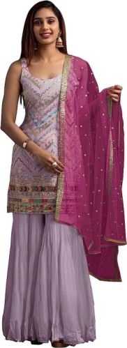 Party Wear Silk Ladies Sharara Suit