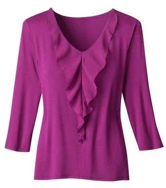 Plain Cotton Full Sleeve Ladies Top, Size : M, XL