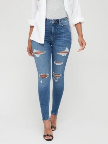 Plain Denim Ladies Ripped Jeans, Size : All Sizes