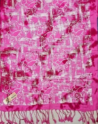 140 GM + Pink Printed Rayon Stole, Size : Medium