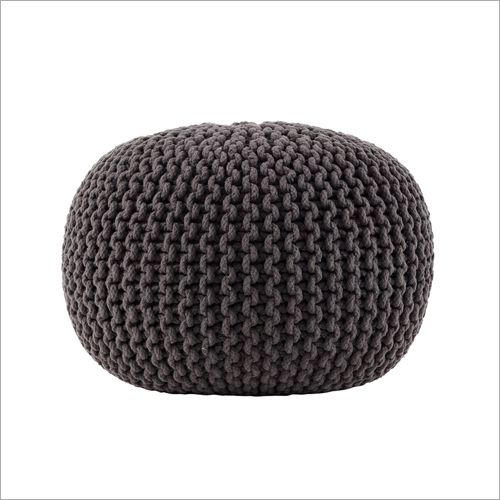 Black Round Cotton Knitted Pouf, For Home, Outdoor, Technics : Knitied