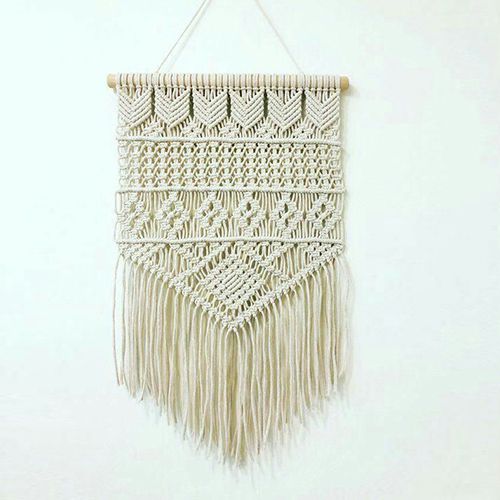 White Rectangular Jute Wall Hangings, For Decoration, Pattern : Embroidered