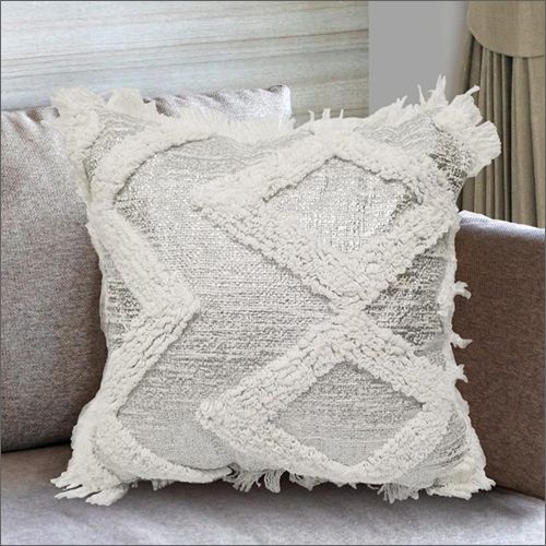 Cotton White Handwoven Cushion, Size : Standard