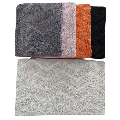 Rectangular Zig Zag Cotton Tufted Bath Rugs, For Home, Hotel, Restaurant, Size : Standard