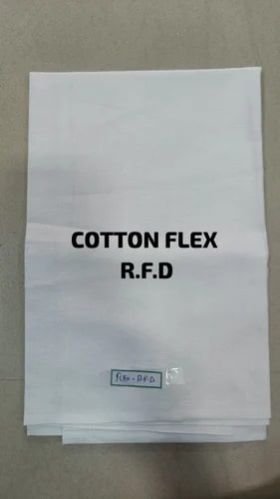 White RFD Flex Cotton Fabric, For Textile Industry, Pattern : Plain