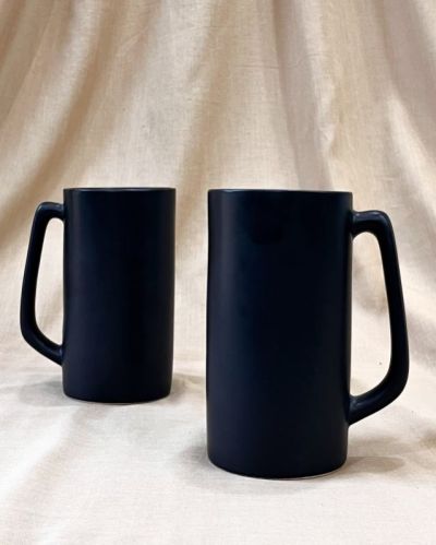 Plain Matt Finish Black Tall Beer Mug, Technics : Hand Made