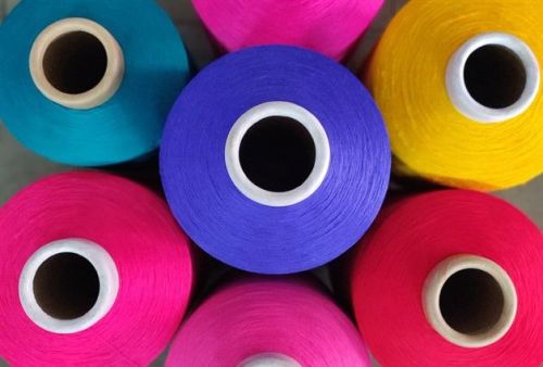 Multicolour Polyester Cationic Dyed Yarn, Pattern : Plain