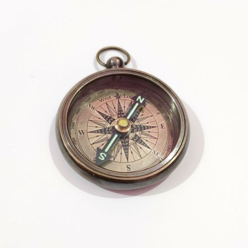Nautical Brass Locket Compass With Glow In Dark Needle