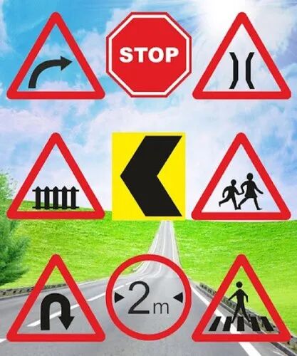 Retro Reflective Sheet On ACP Traffic Sign Board, For Road Safety