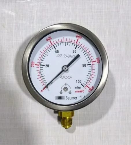 Manual Round Metal Pressure Gauge, For Industrial Use, Display Type : Analog