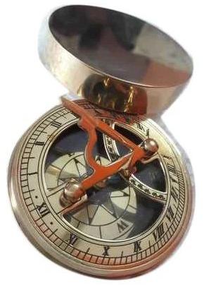 Polished Brass Antique Sundial Compass, For Promotional Work, Gift Item, Direction Tracking, Ship