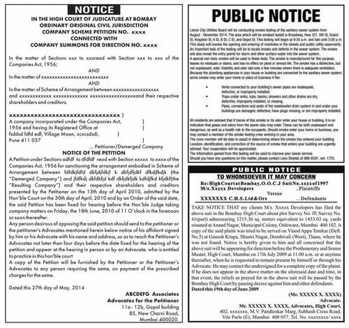 Property Public Notice Drafting Work