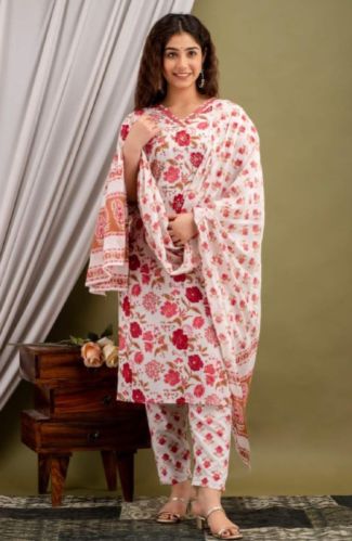 Printed Fancy Cotton Kurti Set, Technics : Machine Made