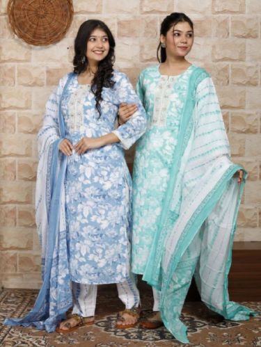 Side Pocket Cotton Kurti Set, Occasion : Party Wear