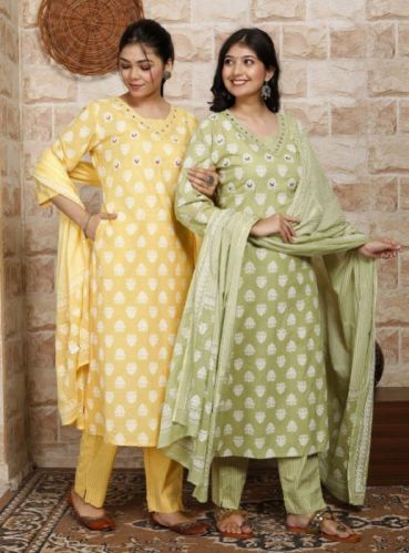 Printed Stylish Cotton Kurti Set, Occasion : Party Wear