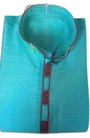 Mens Blue Lucknowi Chikan Kurta, Size : Large