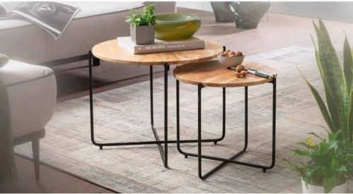 Polished Metal Portable Coffee Table Set, For Restaurant, Hotel, Shape : Round